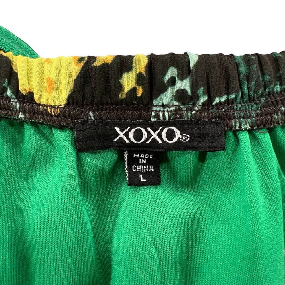 XOXO Womens Large Ruffled Off-Shoulder Top With Abstract Print - Picture 6 of 11